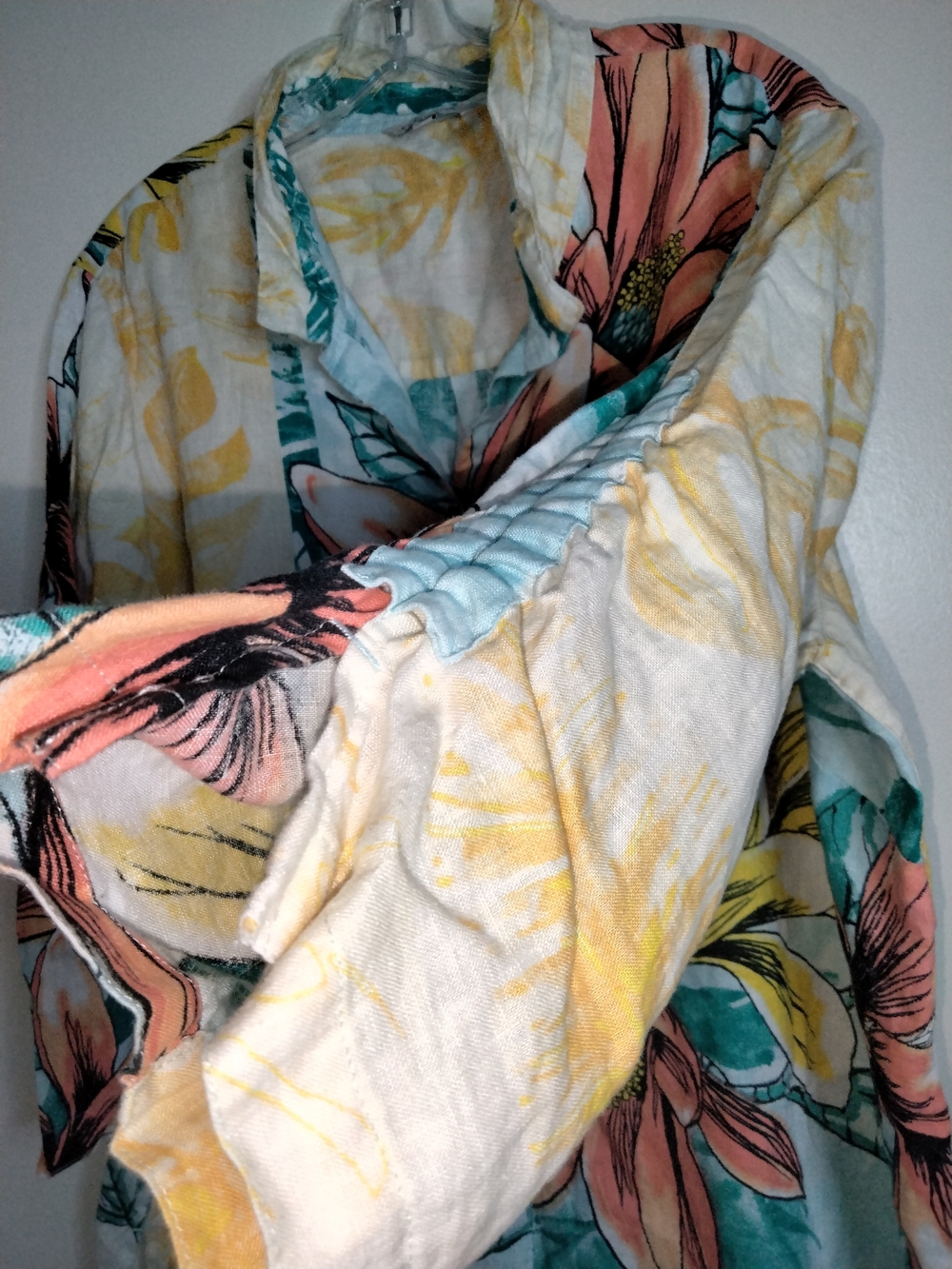 John Mark -Sz 2X- Multicolored Floral Linen Button-Down Front 3/4 Sleeve Shirt - Picture 4 of 14